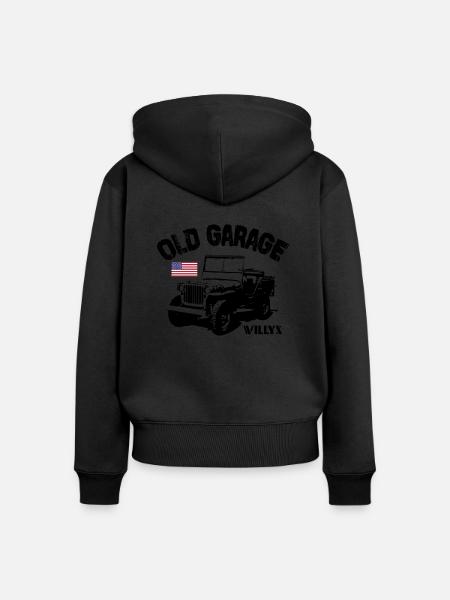 Oude Jeep van de Garage - Vrouwen Premium Bio ziphoodie - zwart