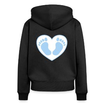 Bébé pieds pieds coeur bleu - Sweat à capuche zippé Premium bio Femme - noir - Dos - Julia (174cm)