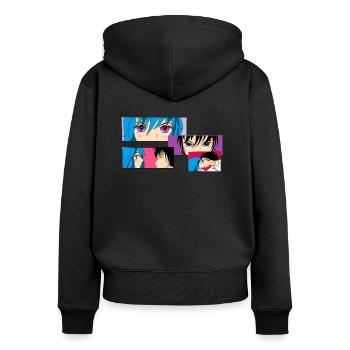 manga - Sweat à capuche zippé Premium bio Femme - noir - Dos - Julia (174cm)