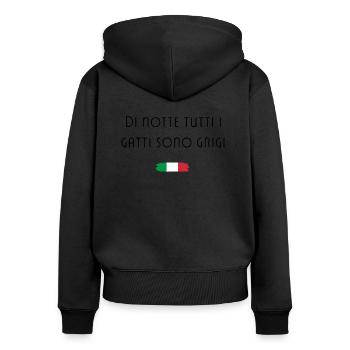 La nuit, tous les chats sont gris Italie Cool Dicton - Sweat à capuche zippé Premium bio Femme - noir - Dos - Julia (174cm)