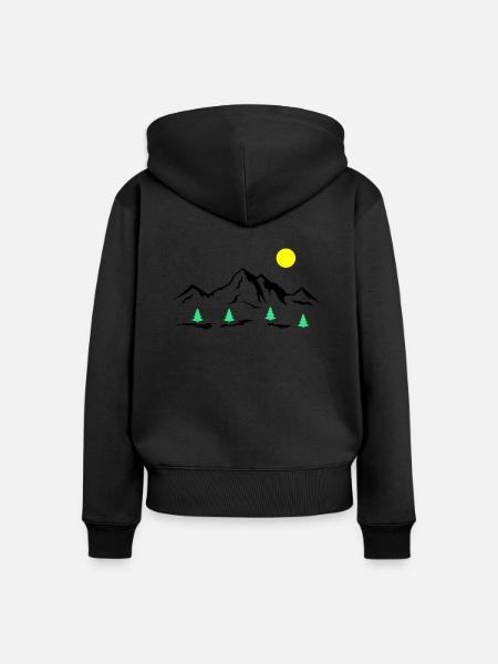 Berge - Frauen Premium Bio Zip Hoodie - Schwarz