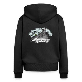 Gipfelstürmerin - Frauen Premium Bio Zip Hoodie - Schwarz - Hinten - Julia (174cm)
