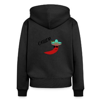 Chilling Chilli - Women's Premium Organic Zip Hoodie - black - Back - Julia (174cm)