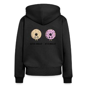 süße Make-Up Donuts Geschenk - Frauen Premium Bio Zip Hoodie - Schwarz - Hinten - Julia (174cm)