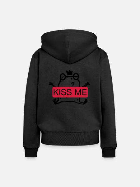 Kiss me Frog - Frauen Premium Bio Zip Hoodie - Schwarz