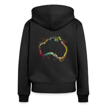 Australien Kontinent - Frauen Premium Bio Zip Hoodie - Schwarz - Hinten - Julia (174cm)