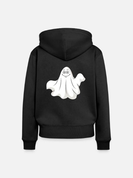 Halloween Geist Gespenst - Frauen Premium Bio Zip Hoodie - Schwarz