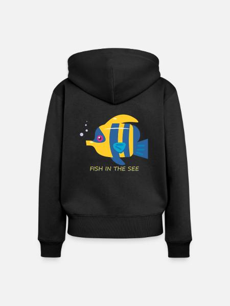 fish - Frauen Premium Bio Zip Hoodie - Schwarz