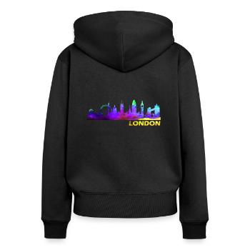 London London LONDON London - Frauen Premium Bio Zip Hoodie - Schwarz - Hinten - Julia (174cm)
