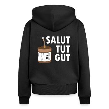 Pyro salut tut gut Feuerwerk - Frauen Premium Bio Zip Hoodie - Schwarz - Hinten - Julia (174cm)