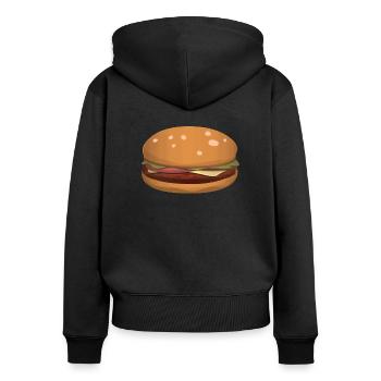 Hamburger / Burger - Sweat à capuche zippé Premium bio Femme - noir - Dos - Julia (174cm)