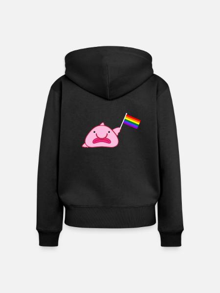 Regenbogenfahne - Frauen Premium Bio Zip Hoodie - Schwarz