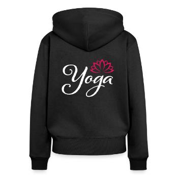 Fille de YOGA - Sweat à capuche zippé Premium bio Femme - noir - Dos - Julia (174cm)