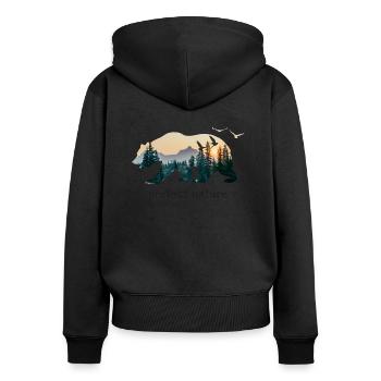 Protect nature gift ecology climate change - Women's Premium Organic Zip Hoodie - black - Back - Julia (174cm)