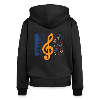 Melodie Musiker Orchester Piano Pianist Geschenk - Frauen Premium Bio Zip Hoodie - Schwarz - Hinten - Julia (174cm)