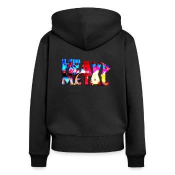 heavy metal darkstyle skull rock musique - Sweat à capuche zippé Premium bio Femme - noir - Dos - Julia (174cm)
