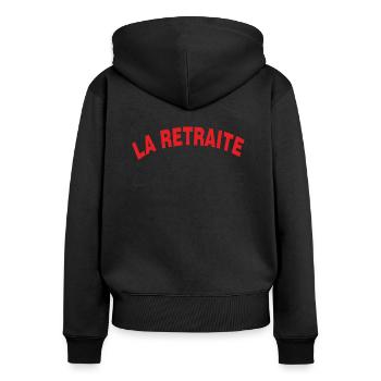 LA RETRAITE OU L' ARTHRITE - Sweat à capuche zippé Premium bio Femme - noir - Dos - Julia (174cm)