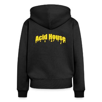 Acid House Music - Frauen Premium Bio Zip Hoodie - Schwarz - Hinten - Julia (174cm)