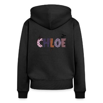 Name Chloé HALLOWEEN - Frauen Premium Bio Zip Hoodie - Schwarz - Hinten - Julia (174cm)