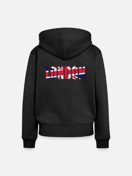 London Union Jack - Frauen Premium Bio Zip Hoodie - Schwarz