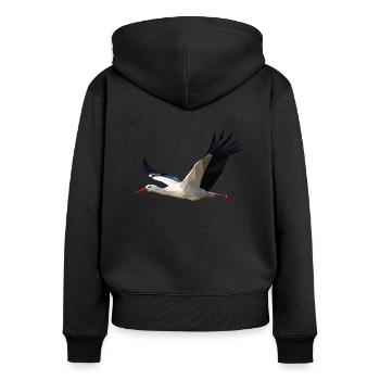 Storch - Frauen Premium Bio Zip Hoodie - Schwarz - Hinten - Julia (174cm)