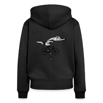 Cycliste rapide - Sweat à capuche zippé Premium bio Femme - noir - Dos - Julia (174cm)