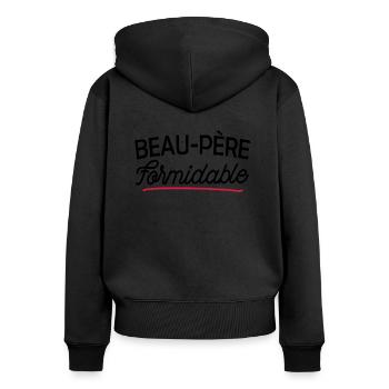 Beau-père formidable - Sweat à capuche zippé Premium bio Femme - noir - Dos - Julia (174cm)
