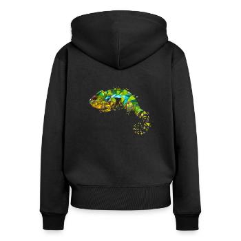 Chameleon | Low Poly - Sweat à capuche zippé Premium bio Femme - noir - Dos - Julia (174cm)