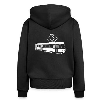 Straßenbahn Geschenk - Frauen Premium Bio Zip Hoodie - Schwarz - Hinten - Julia (174cm)