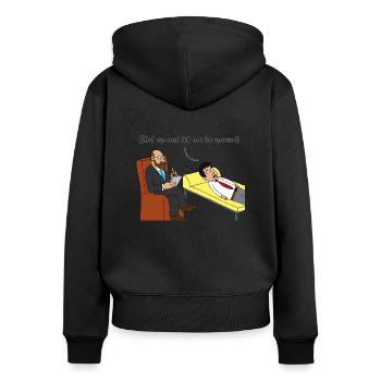 Therapie - Frauen Premium Bio Zip Hoodie - Schwarz - Hinten - Julia (174cm)