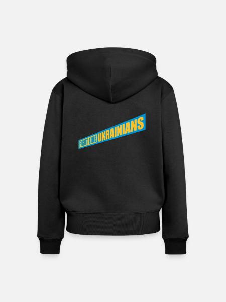 fight like ukrainians Zitat - Frauen Premium Bio Zip Hoodie - Schwarz