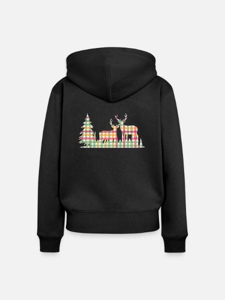 Hirsche - Frauen Premium Bio Zip Hoodie - Schwarz