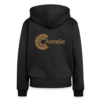 Für Annelie - Frauen Premium Bio Zip Hoodie - Schwarz - Hinten - Julia (174cm)