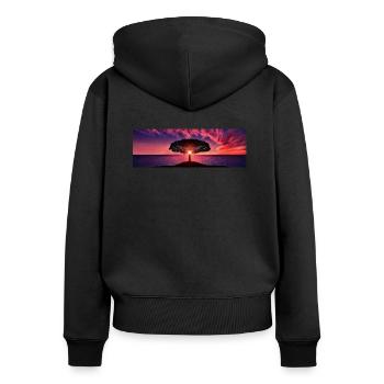 Sonnenuntergang - Frauen Premium Bio Zip Hoodie - Schwarz - Hinten - Julia (174cm)