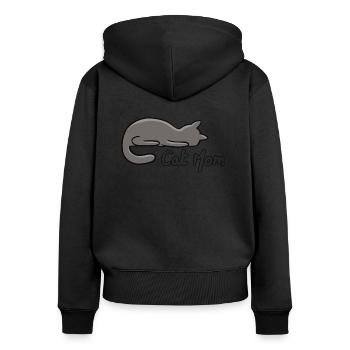 Katzen-Mama - Frauen Premium Bio Zip Hoodie - Schwarz - Hinten - Julia (174cm)