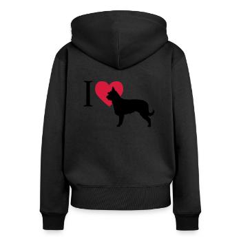 I love Berger de Picardie - Frauen Premium Bio Zip Hoodie - Schwarz - Hinten - Julia (174cm)