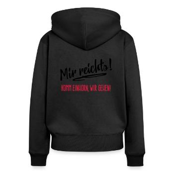 Mir reichts - komm Einhorn, wir gehen - 2C - Frauen Premium Bio Zip Hoodie - Schwarz - Hinten - Julia (174cm)