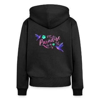 Paradise Watercolor - Frauen Premium Bio Zip Hoodie - Schwarz - Hinten - Julia (174cm)