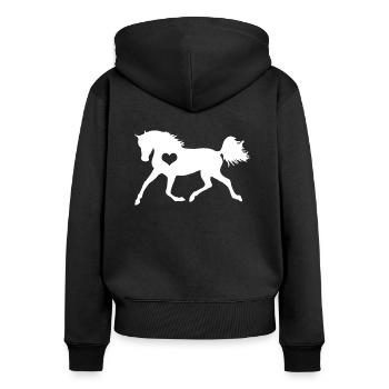 Cheval coeur cheval amoureux équitation fille cadeau - Sweat à capuche zippé Premium bio Femme - noir - Dos - Julia (174cm)