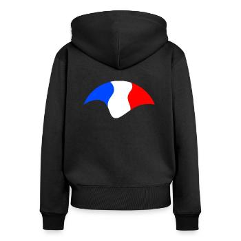 Französische Flagge - Frauen Premium Bio Zip Hoodie - Schwarz - Hinten - Julia (174cm)