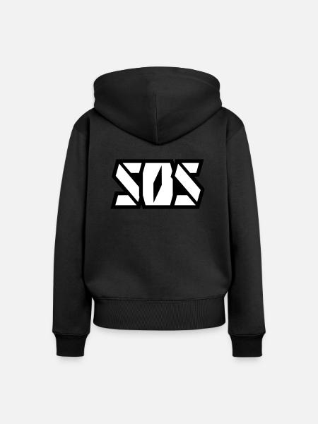SOSonline.ch Schriftzug weiss - Frauen Premium Bio Zip Hoodie - Schwarz