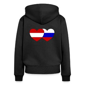 Austria Russia Flag Heart - Women's Premium Organic Zip Hoodie - black - Back - Julia (174cm)