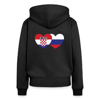 Croatia Russia Flag Heart - Women's Premium Organic Zip Hoodie - black - Back - Julia (174cm)