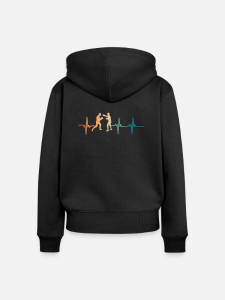 Herzschlag-Boxen - Frauen Premium Bio Zip Hoodie - Schwarz