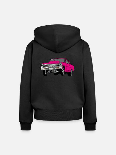 dragster pink - Frauen Premium Bio Zip Hoodie - Schwarz