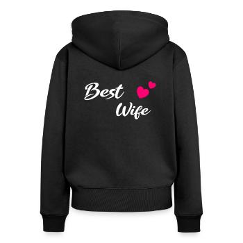 Meilleure Femme blanc - Sweat à capuche zippé Premium bio Femme - noir - Dos - Julia (174cm)