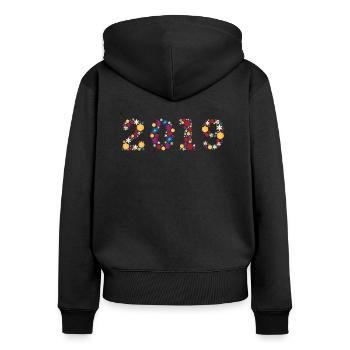Fleurs 2019 - Sweat à capuche zippé Premium bio Femme - noir - Dos - Julia (174cm)