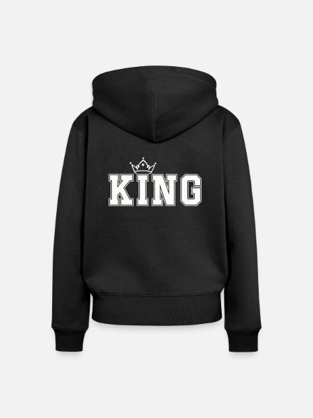 king - Frauen Premium Bio Zip Hoodie - Schwarz