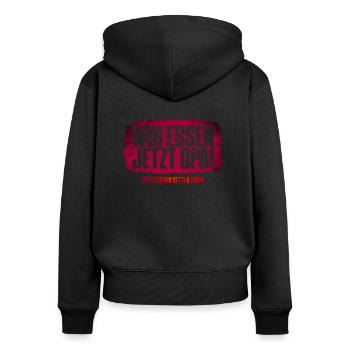 Satzzeichen retten Leben! - Frauen Premium Bio Zip Hoodie - Schwarz - Hinten - Julia (174cm)