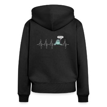 Robbe Heuler Mer Moin Mer du Nord Mer Baltique Rythme cardiaque - Sweat à capuche zippé Premium bio Femme - noir - Dos - Julia (174cm)